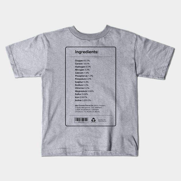 Human Ingredients Kids T-Shirt by deadright